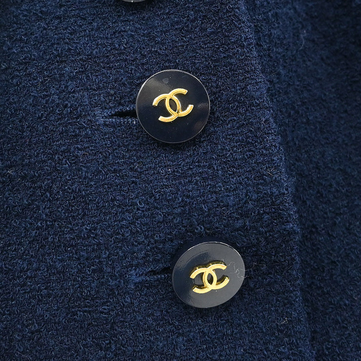 Chanel Single Breasted Jacket Navy P95 #38 196283
