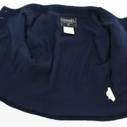 Chanel Single Breasted Jacket Navy P95 #38 196283