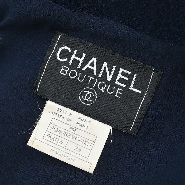 Chanel Single Breasted Jacket Navy P95 #38 196283