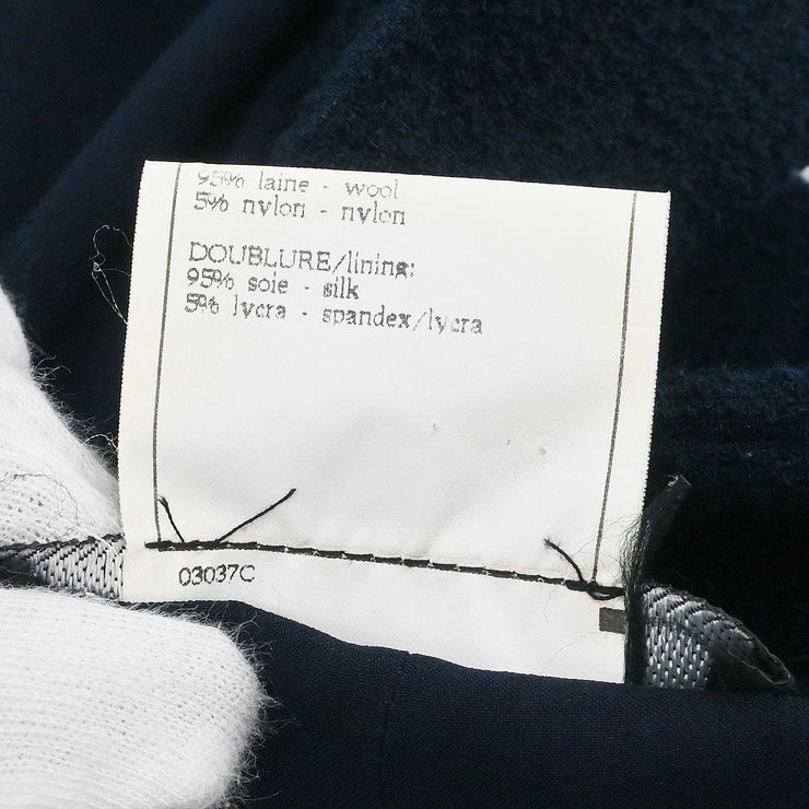 Chanel Single Breasted Jacket Navy P95 #38 196283