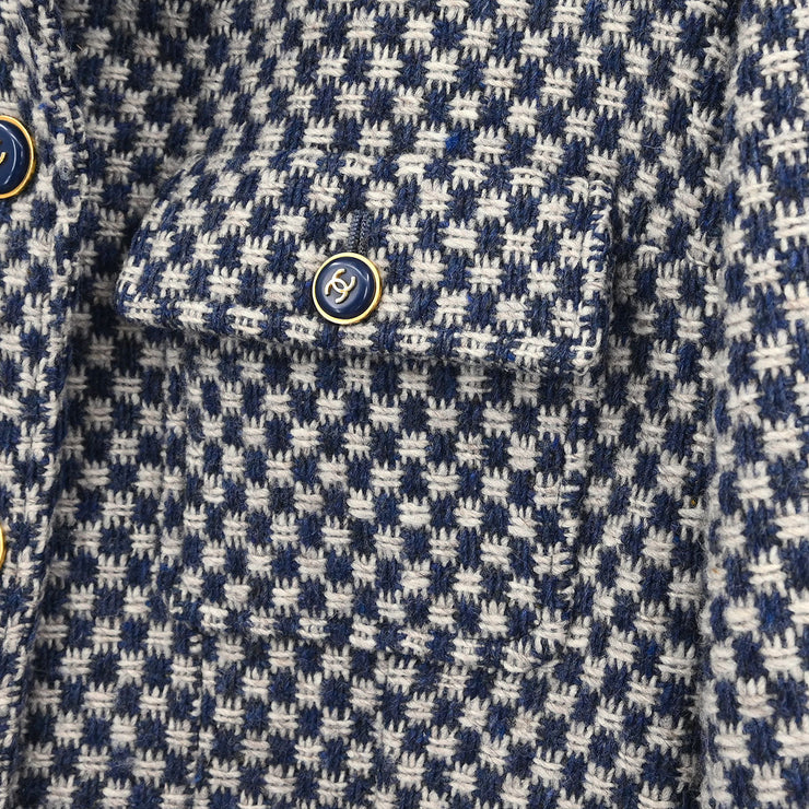 Chanel Single Breasted Jacket Navy 95A #40 196284