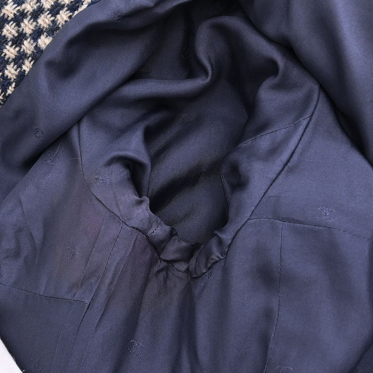 Chanel Single Breasted Jacket Navy 95A #40 196284