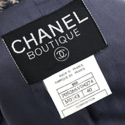 Chanel Single Breasted Jacket Navy 95A #40 196284