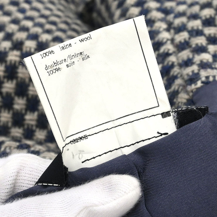 Chanel Single Breasted Jacket Navy 95A #40 196284