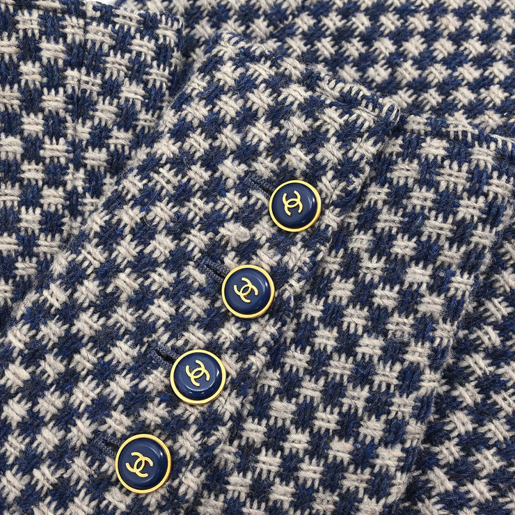 Chanel Single Breasted Jacket Navy 95A #40 196284