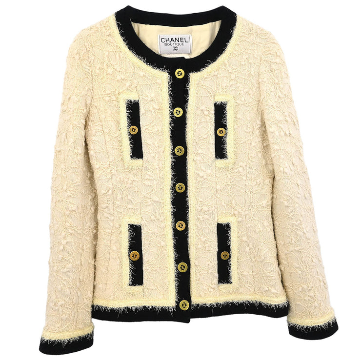 Chanel Single Breasted Jacket White 94A #40 196285