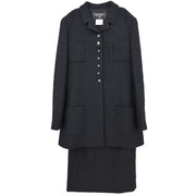 Chanel Setup Suit Jacket Skirt Black 96P #40 196286