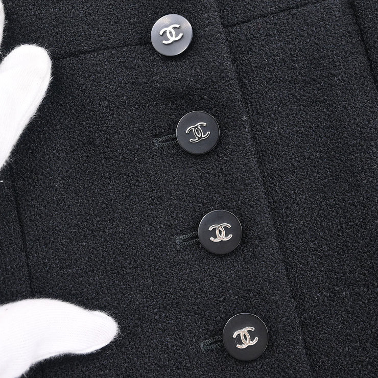 Chanel Setup Suit Jacket Skirt Black 96P #40 196286