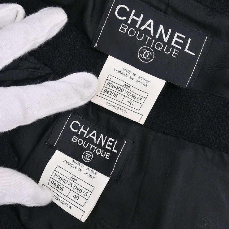 Chanel Setup Suit Jacket Skirt Black 96P #40 196286