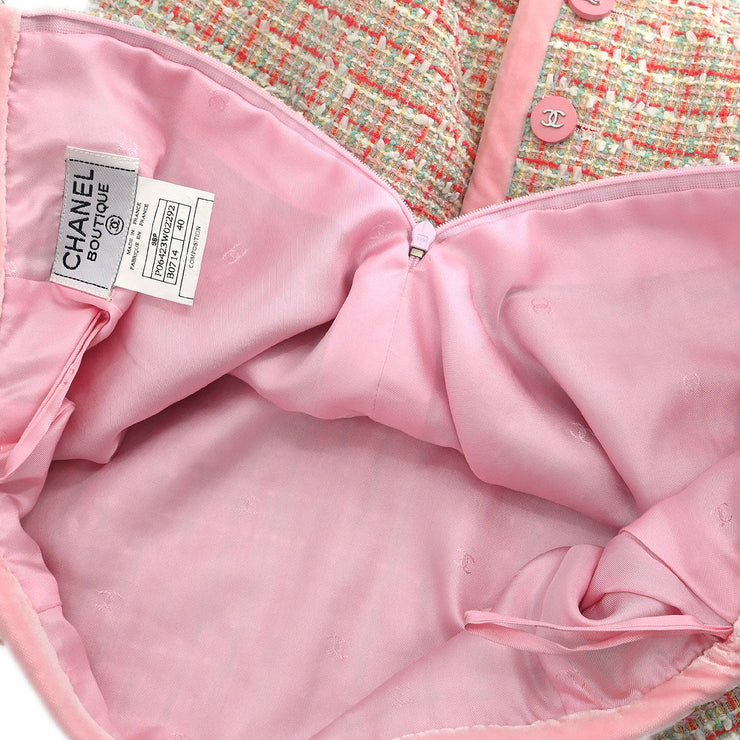 Chanel Setup Suit Jacket Skirt Pink 96P #40 196287