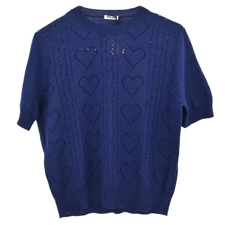Miu Miu Sweater Short Sleeve Top Navy AMA2 2018 1193 #42 196293
