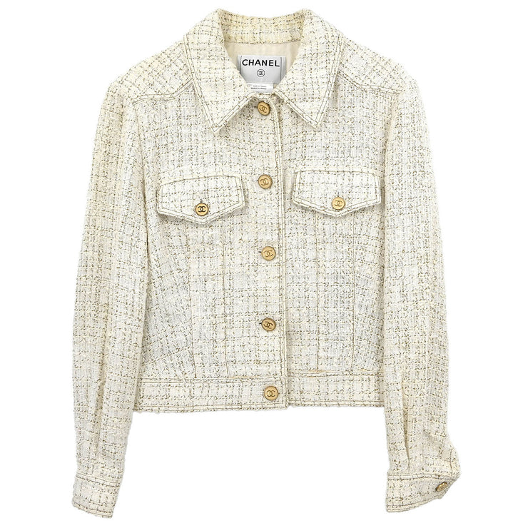 Chanel Single Breasted Jacket White 01P #42 196295