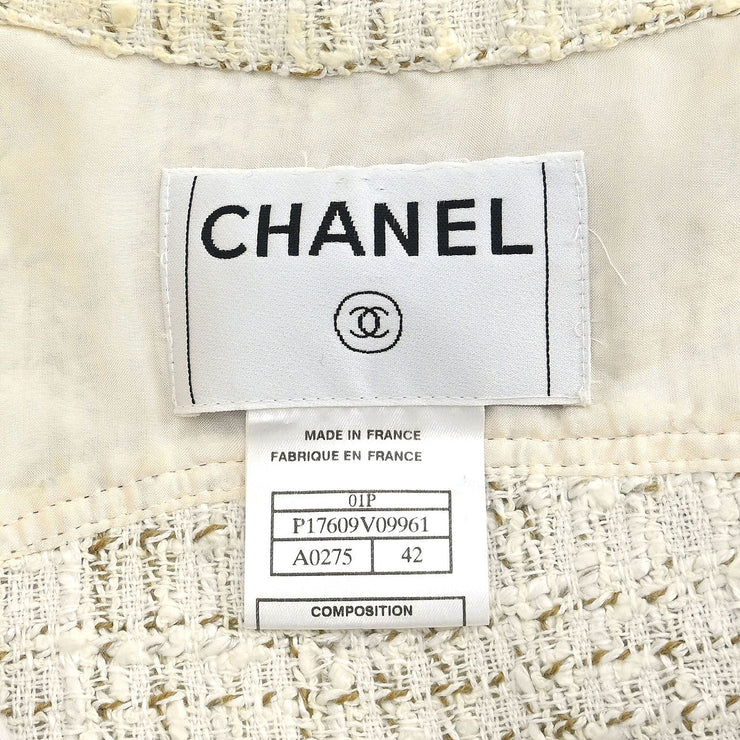 Chanel Single Breasted Jacket White 01P #42 196295