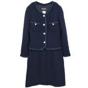 Chanel Setup Suit Jacket Skirt Navy 97P #42 196298