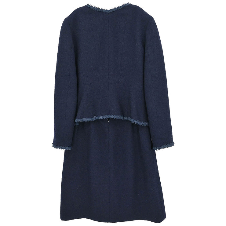 Chanel Setup Suit Jacket Skirt Navy 97P #42 196298