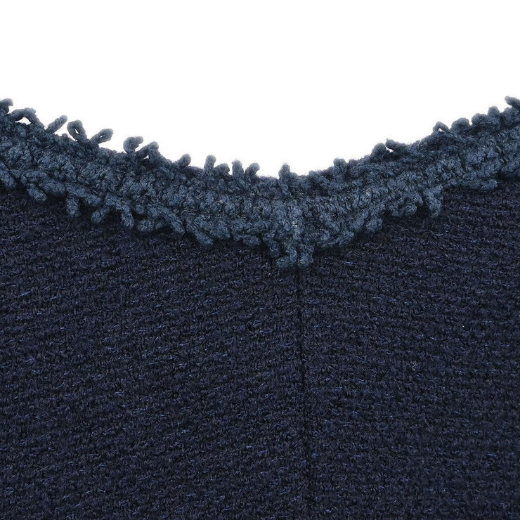Chanel Setup Suit Jacket Skirt Navy 97P #42 196298