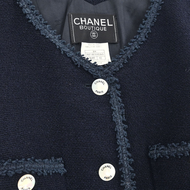 Chanel Setup Suit Jacket Skirt Navy 97P #42 196298