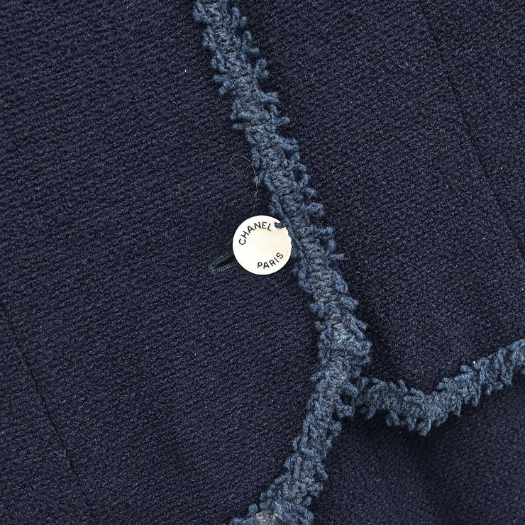 Chanel Setup Suit Jacket Skirt Navy 97P #42 196298