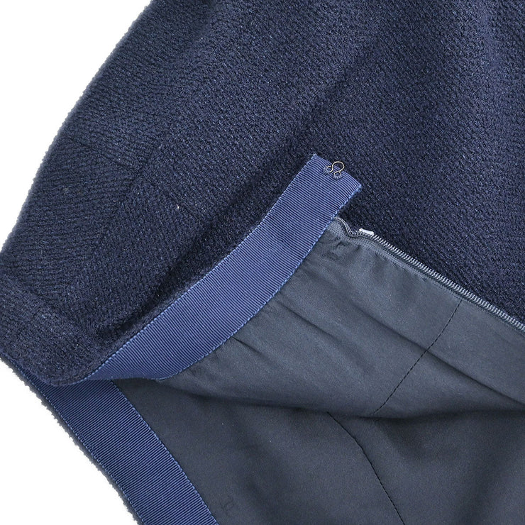 Chanel Setup Suit Jacket Skirt Navy 97P #42 196298