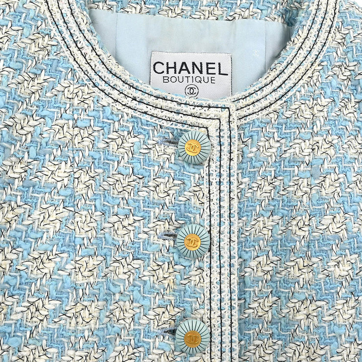 Chanel Single Breasted Jacket Light Blue 93P #42 196300