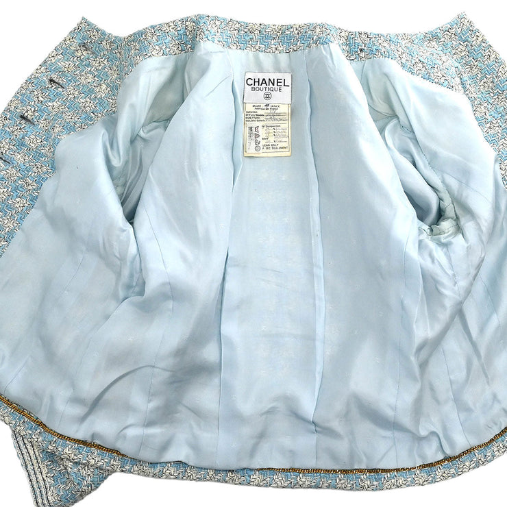 Chanel Single Breasted Jacket Light Blue 93P #42 196300