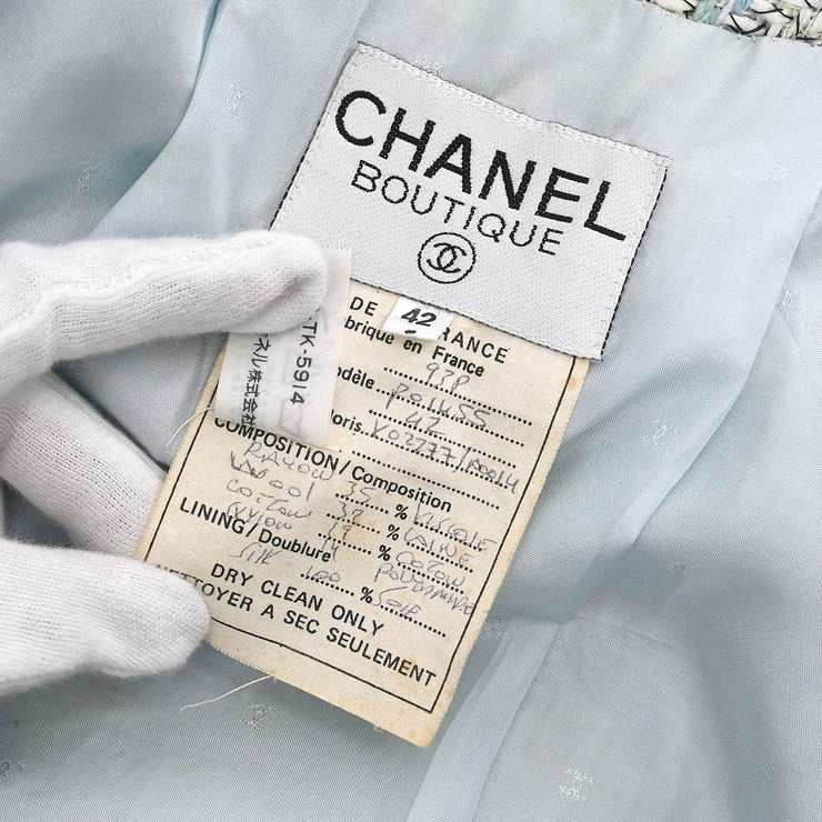 Chanel Single Breasted Jacket Light Blue 93P #42 196300