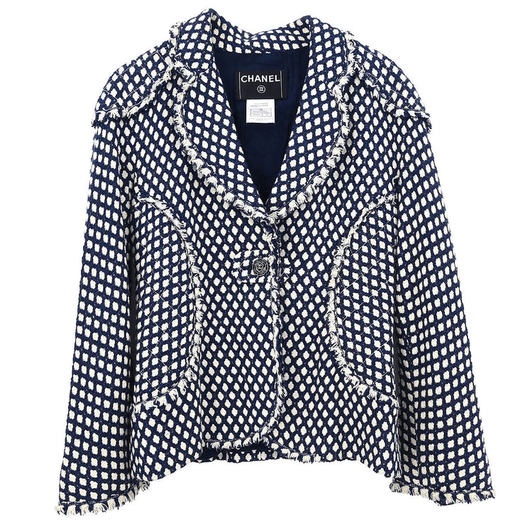 Chanel Single Breasted Jacket Navy 08P #38 196301