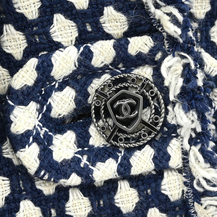 Chanel Single Breasted Jacket Navy 08P #38 196301