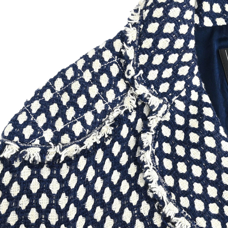 Chanel Single Breasted Jacket Navy 08P #38 196301