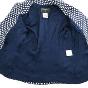 Chanel Single Breasted Jacket Navy 08P #38 196301