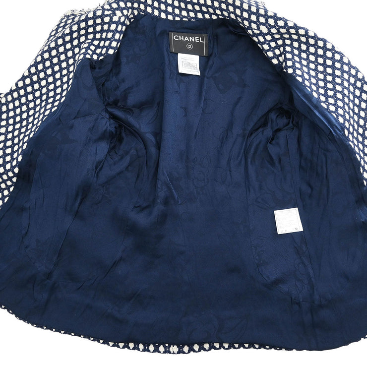 Chanel Single Breasted Jacket Navy 08P #38 196301