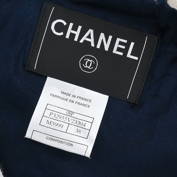 Chanel Single Breasted Jacket Navy 08P #38 196301