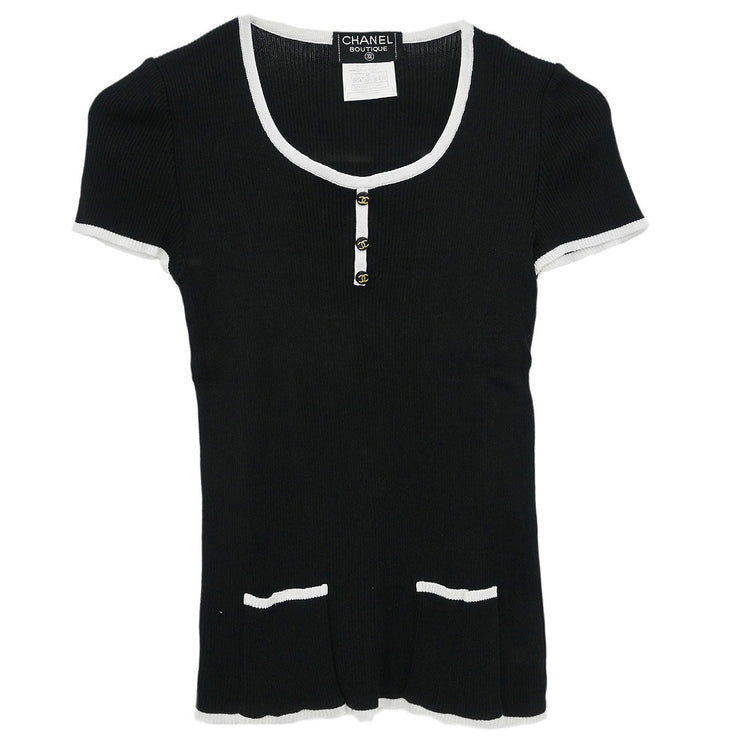 Chanel Short Sleeve Top Black 95P #36 196305