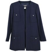 Chanel Collarless Jacket Navy 96P #38 196307