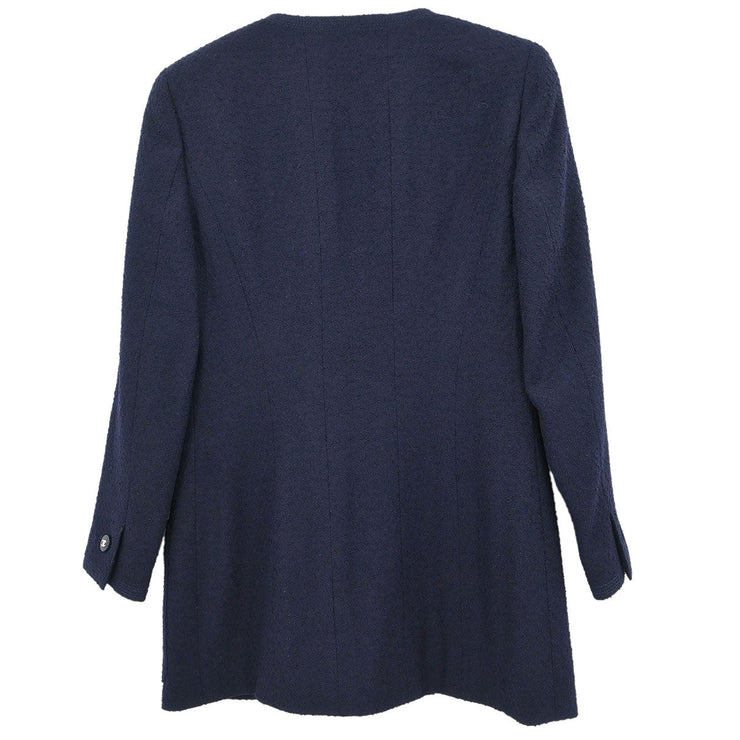 Chanel Collarless Jacket Navy 96P #38 196307