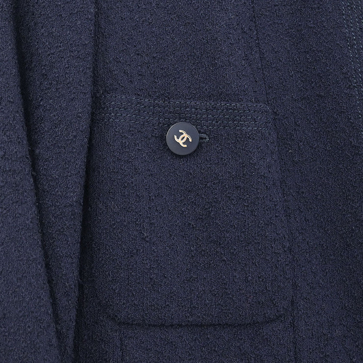 Chanel Collarless Jacket Navy 96P #38 196307