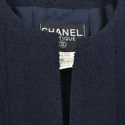 Chanel Collarless Jacket Navy 96P #38 196307