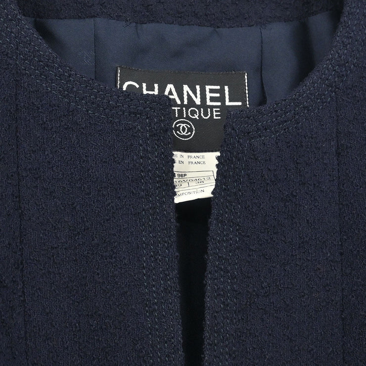 Chanel Collarless Jacket Navy 96P #38 196307