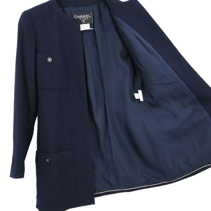 Chanel Collarless Jacket Navy 96P #38 196307