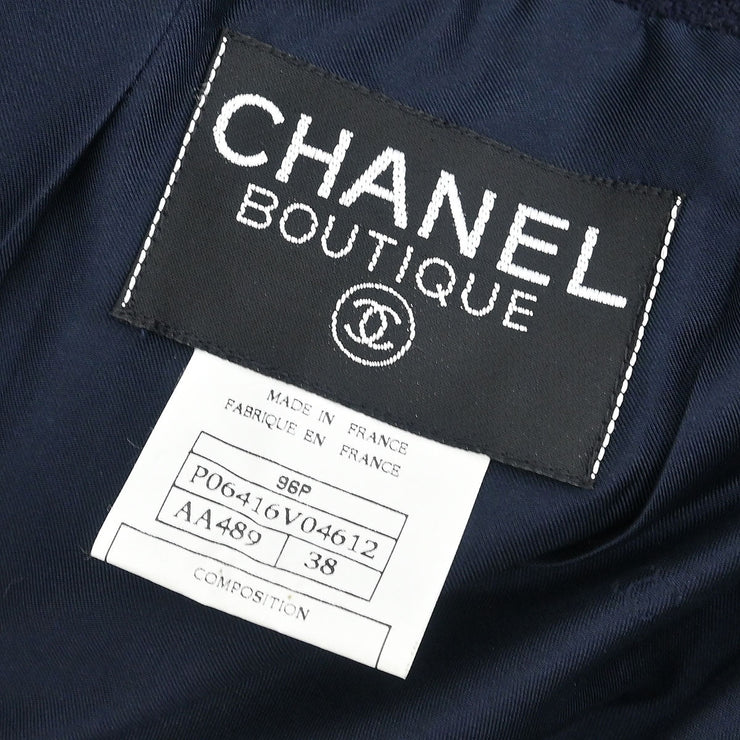 Chanel Collarless Jacket Navy 96P #38 196307