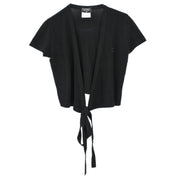 Chanel Short Sleeve Wrap Top Black 96P #38 196308