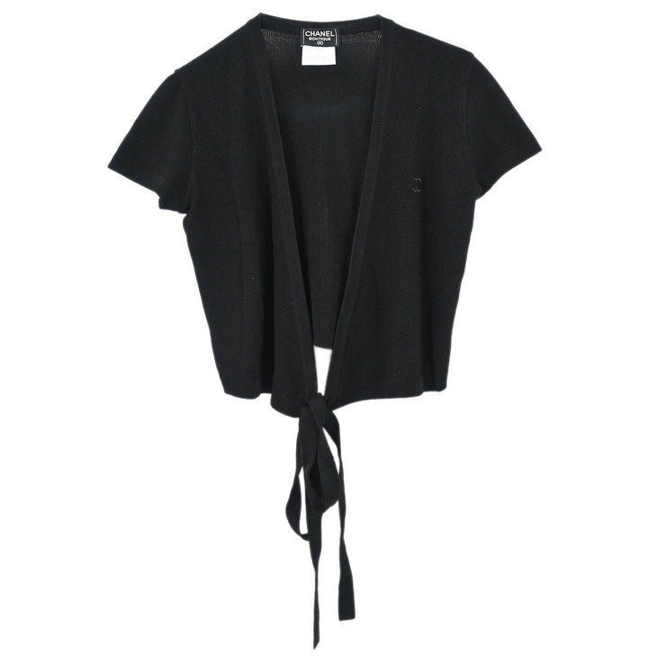 Chanel Short Sleeve Wrap Top Black 96P #38 196308