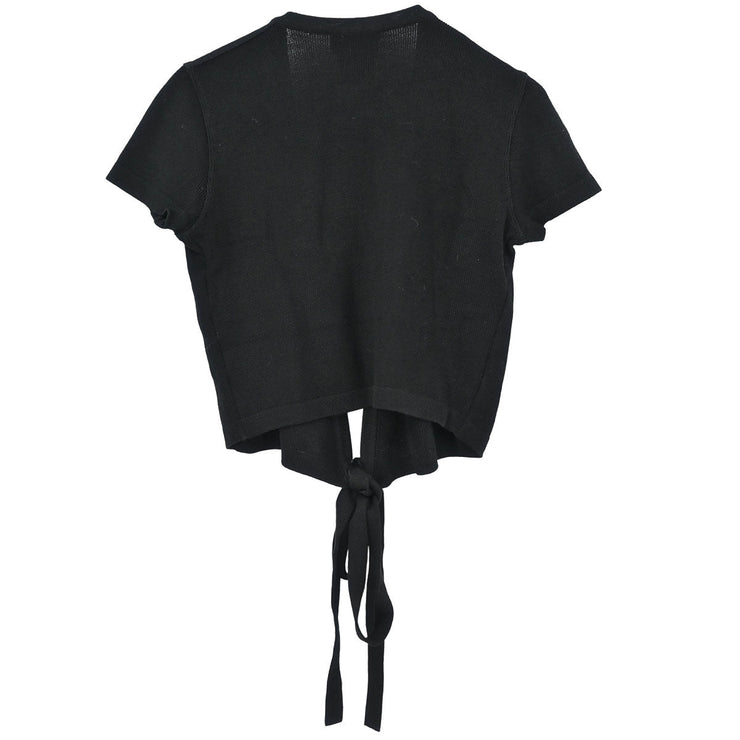Chanel Short Sleeve Wrap Top Black 96P #38 196308