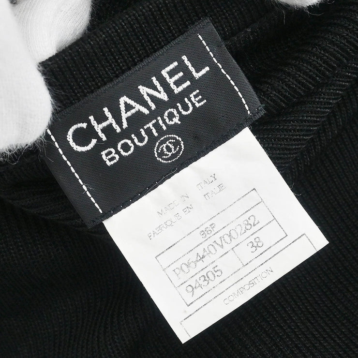 Chanel Short Sleeve Wrap Top Black 96P #38 196308