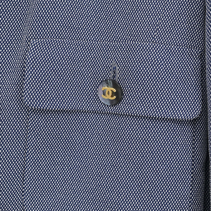 Chanel Single Breasted Jacket Navy CR94 #38 196312