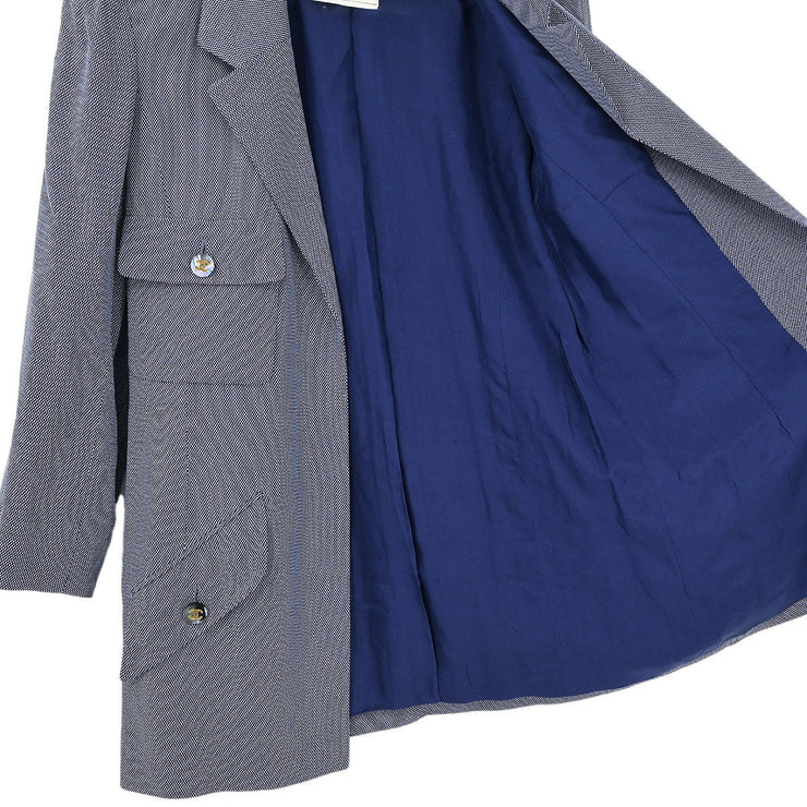 Chanel Single Breasted Jacket Navy CR94 #38 196312