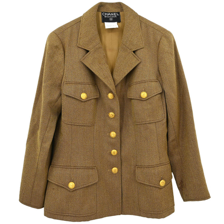 Chanel Single Breasted Jacket Brown 96A #40 196315