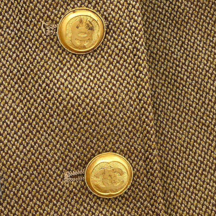 Chanel Single Breasted Jacket Brown 96A #40 196315
