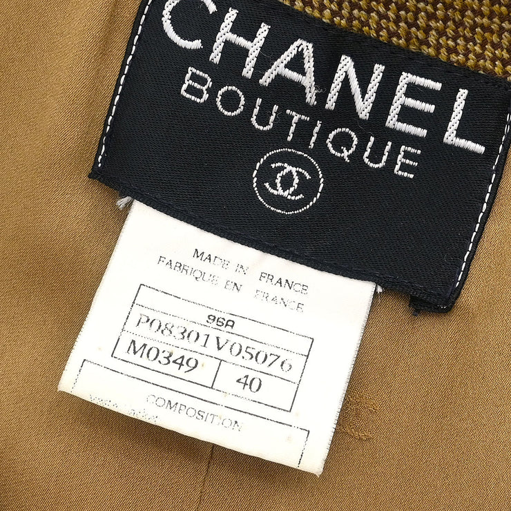 Chanel Single Breasted Jacket Brown 96A #40 196315