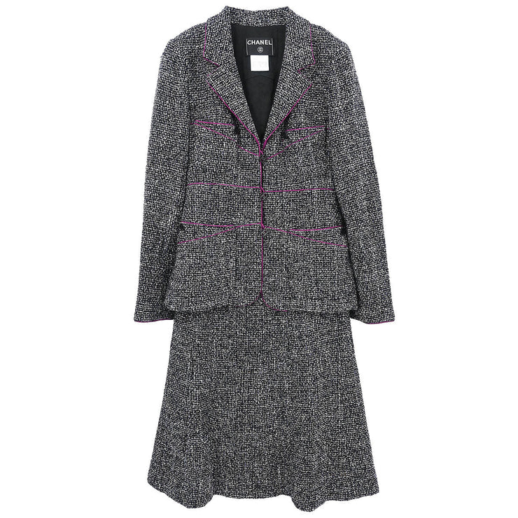 Chanel Setup Suit Jacket Skirt Black 03A #38 196317